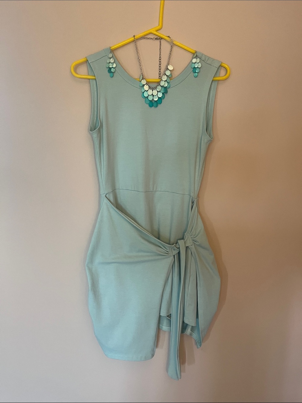 Sleeveless Mint Tie-Waist Dress